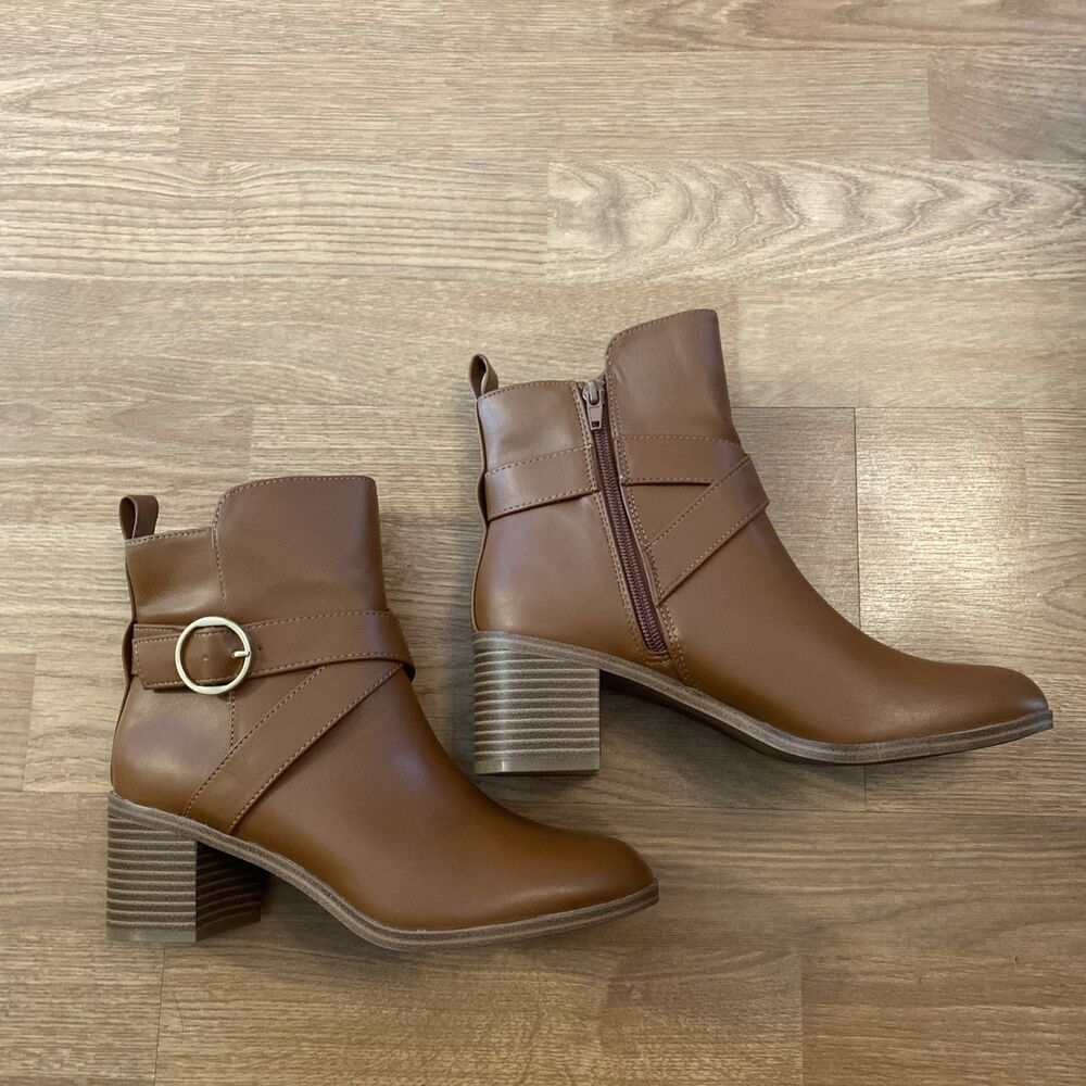 Style & Co Womens Rosaliee Belt Booties Cognac Smooth Size 6.5M - Picture 5 of 12